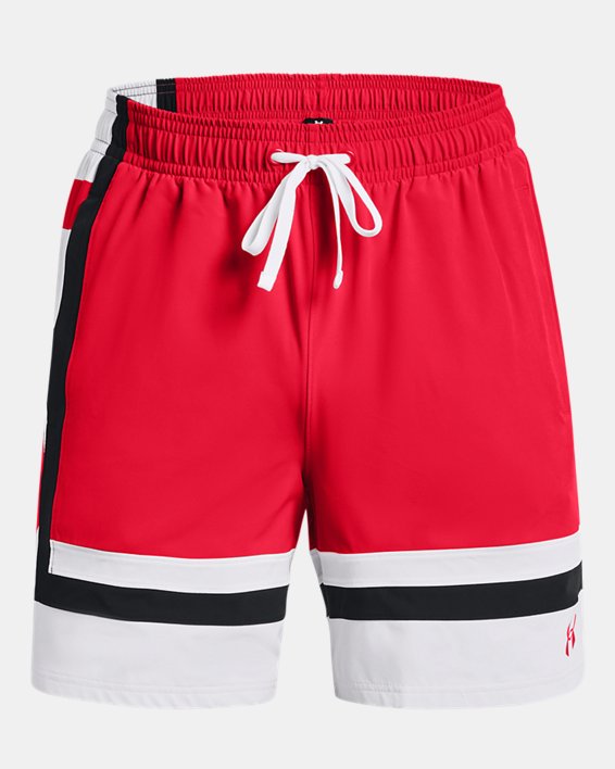 Men's UA Baseline Woven Shorts, Red, pdpMainDesktop image number 4